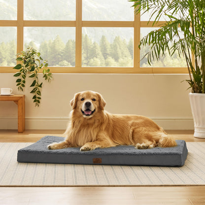 BEDSURE orthopädisches Hundebett Grosse Hunde - 112x81x7.6cm Hundekissen flauschig Hundematte waschbar Hundematratze in dunkelgrau für große Hunde