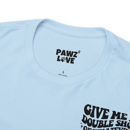 Backprint Baumwolle T-Shirt "Doubleshot" Farbe: Hellgrau| Pawzlove