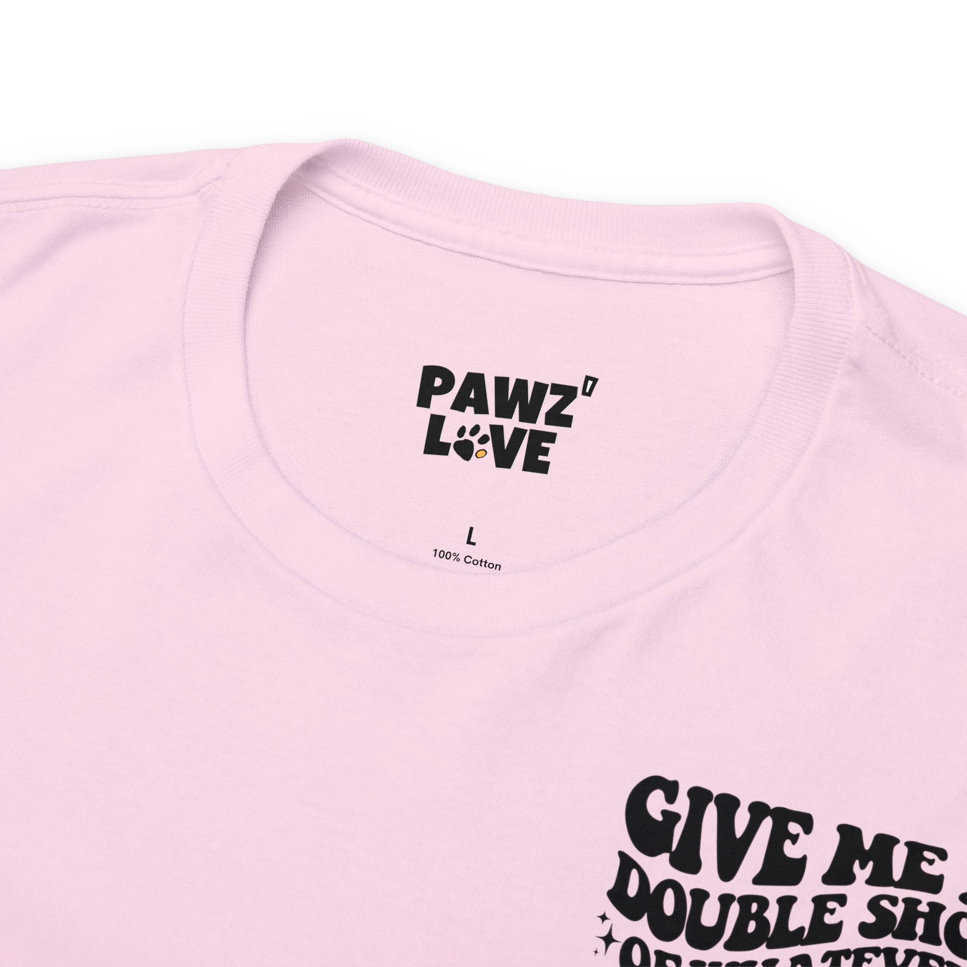 Backprint Baumwolle T-Shirt "Doubleshot" Farbe: Hellgrau| Pawzlove