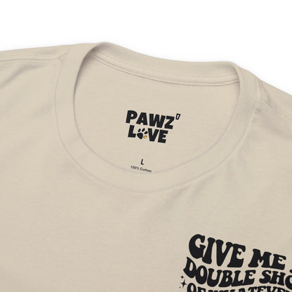 Backprint Baumwolle T-Shirt "Doubleshot" Farbe: Hellgrau| Pawzlove