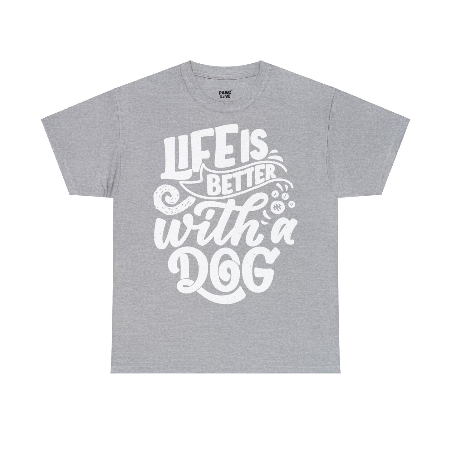 Baumwolle T-Shirt "Life is better with a Dog" Farbe: Sport Grau| Pawzlove