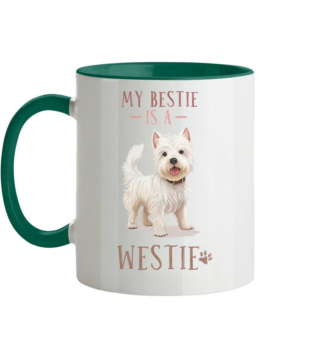 Zweifarbige Tasse "Westie" Farbe: Altrosa| Pawzlove