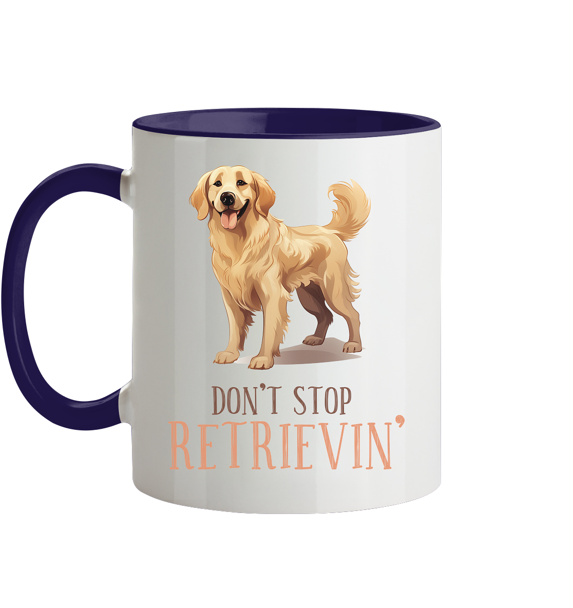 Zweifarbige Tasse "Don't stop Retrievin'"