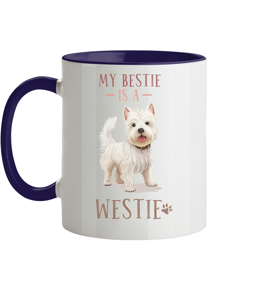 Zweifarbige Tasse "Westie" Farbe: Altrosa| Pawzlove