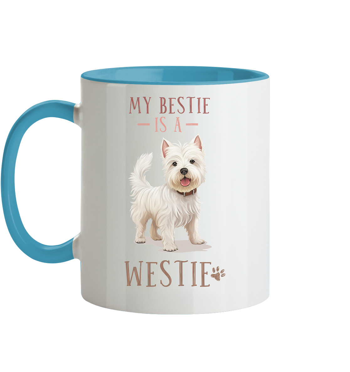 Zweifarbige Tasse "Westie" Farbe: Altrosa| Pawzlove