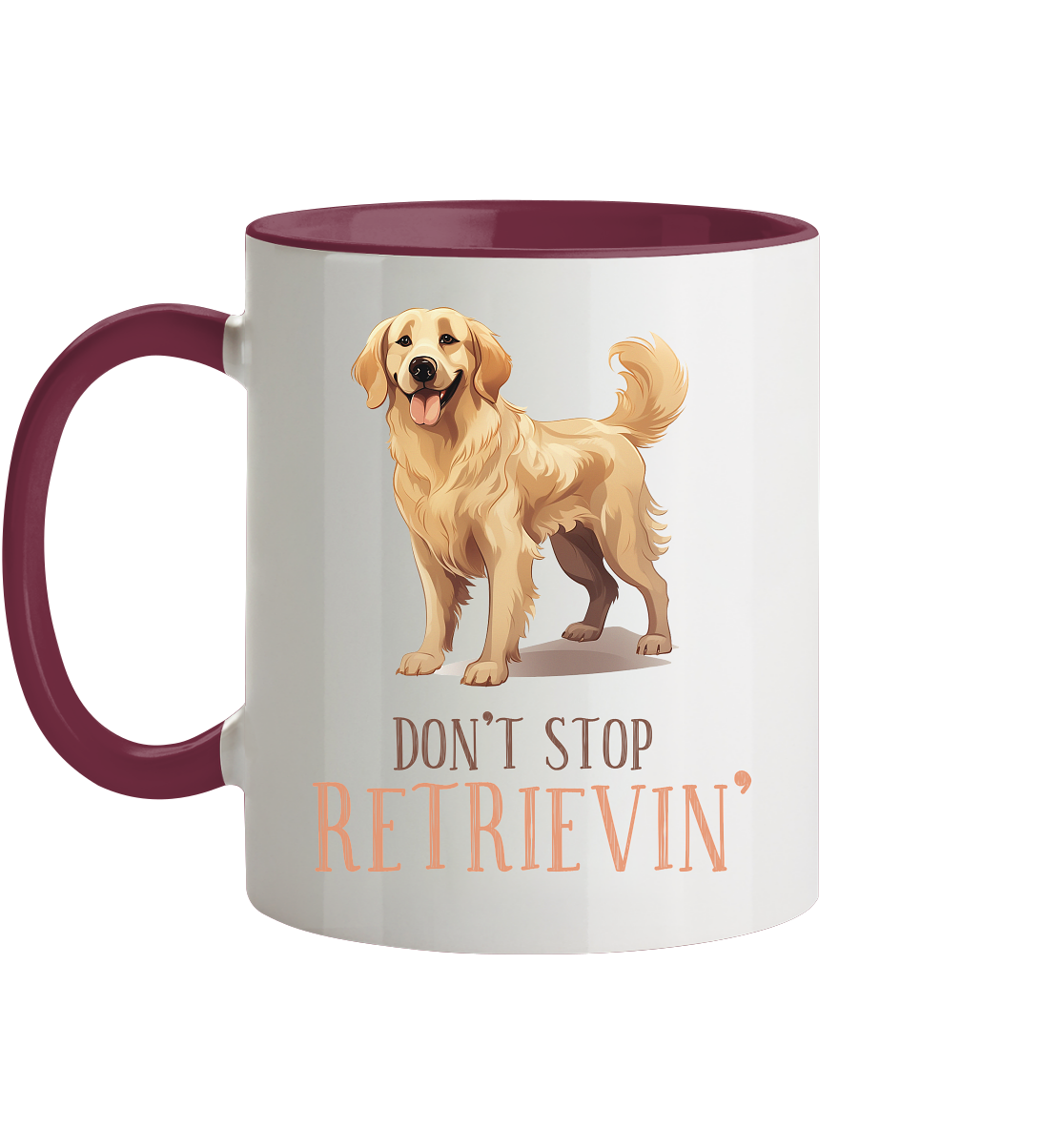 Zweifarbige Tasse "Don't stop Retrievin'"