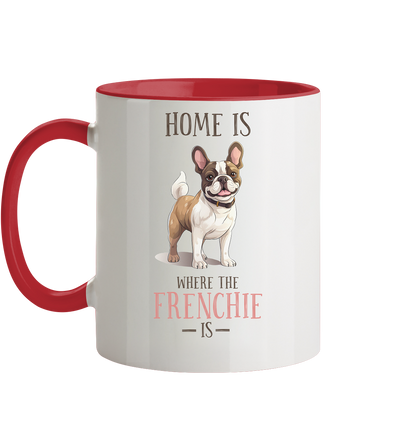 Zweifarbige Tasse "Home is where the Frenchie is" Farbe: Altrosa| Pawzlove