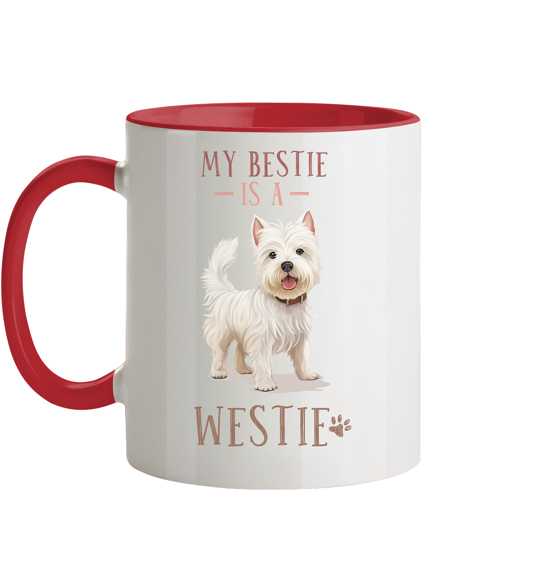 Zweifarbige Tasse "Westie" Farbe: Altrosa| Pawzlove