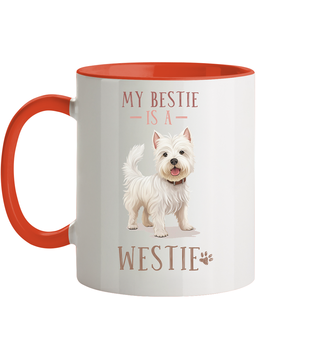 Zweifarbige Tasse "Westie" Farbe: Altrosa| Pawzlove