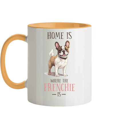 Zweifarbige Tasse "Home is where the Frenchie is" Farbe: Altrosa| Pawzlove