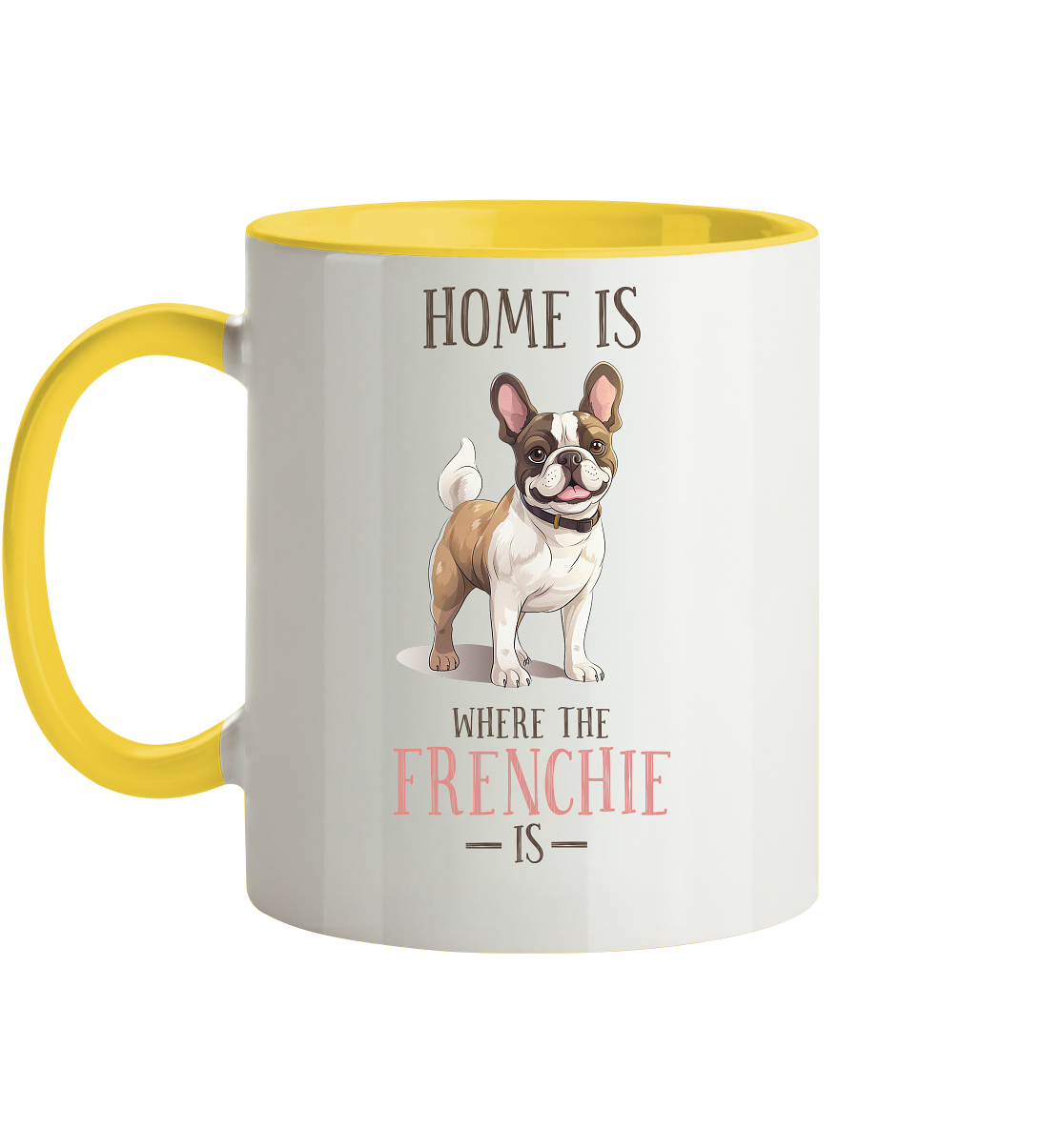 Zweifarbige Tasse "Home is where the Frenchie is" Farbe: Altrosa| Pawzlove