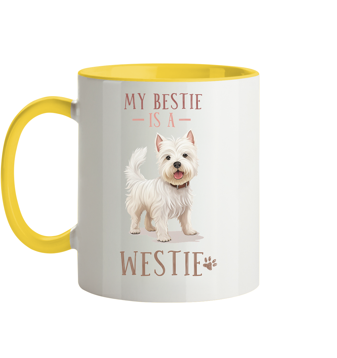 Zweifarbige Tasse "Westie" Farbe: Altrosa| Pawzlove