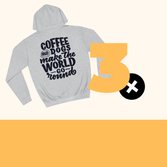 Backprint College Hoodie "Coffee and Dogs" Bundle X3 [Grau] Backprint College Hoodie "Coffee and Dogs" (Größe): XS| Pawzlove