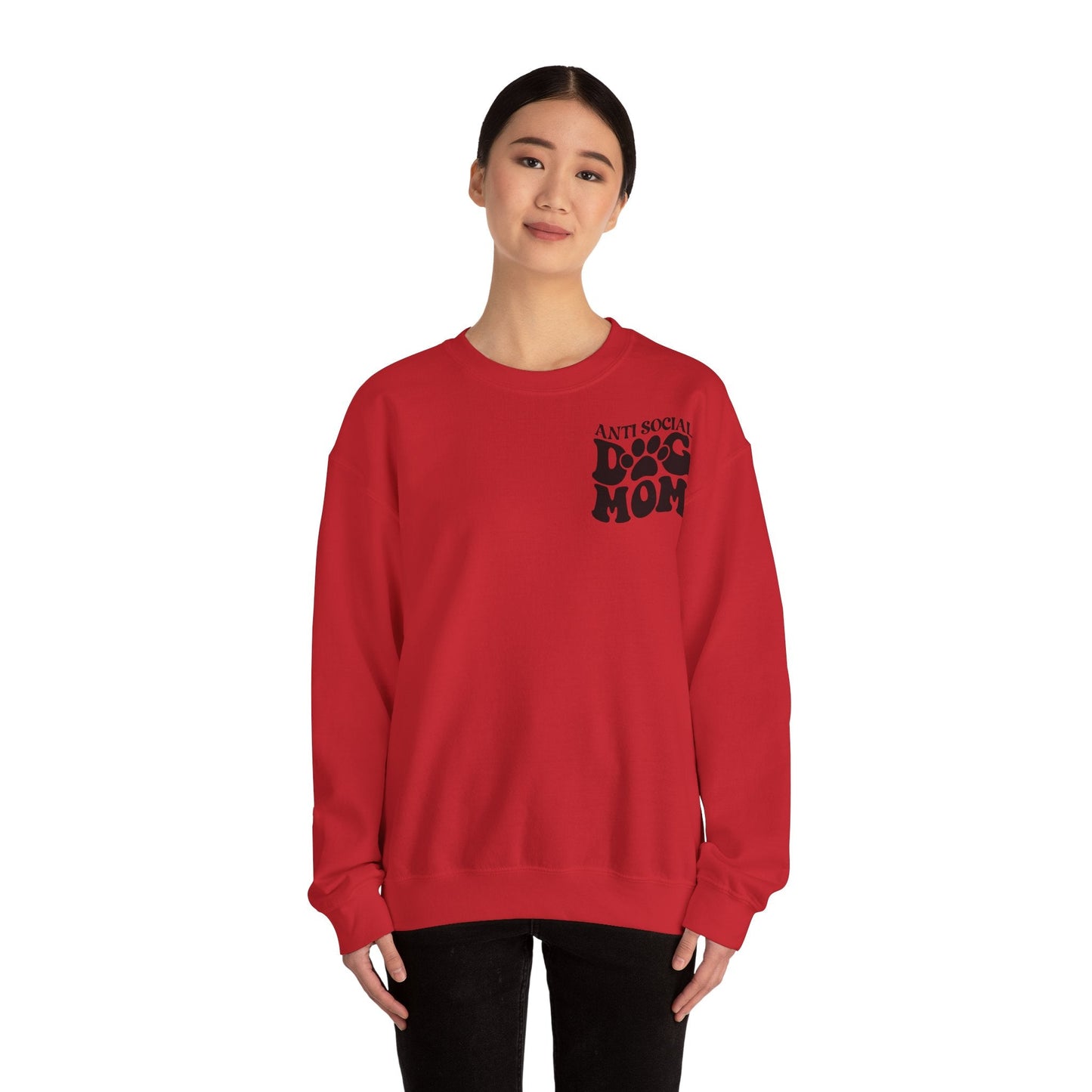 Backprint Heavy Blend™ Crewneck Sweatshirt "Anti Social Dog Mom" - PAWZLOVE