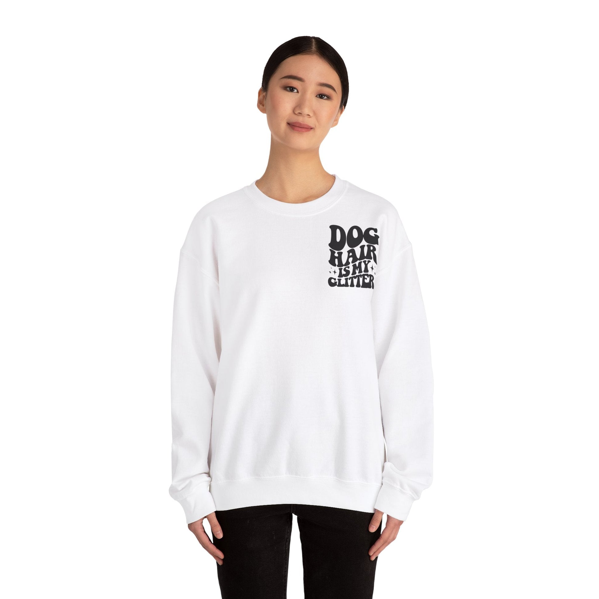 Backprint Heavy Blend™ Crewneck Sweatshirt "Dog Hair is my Glitter" - PAWZLOVE