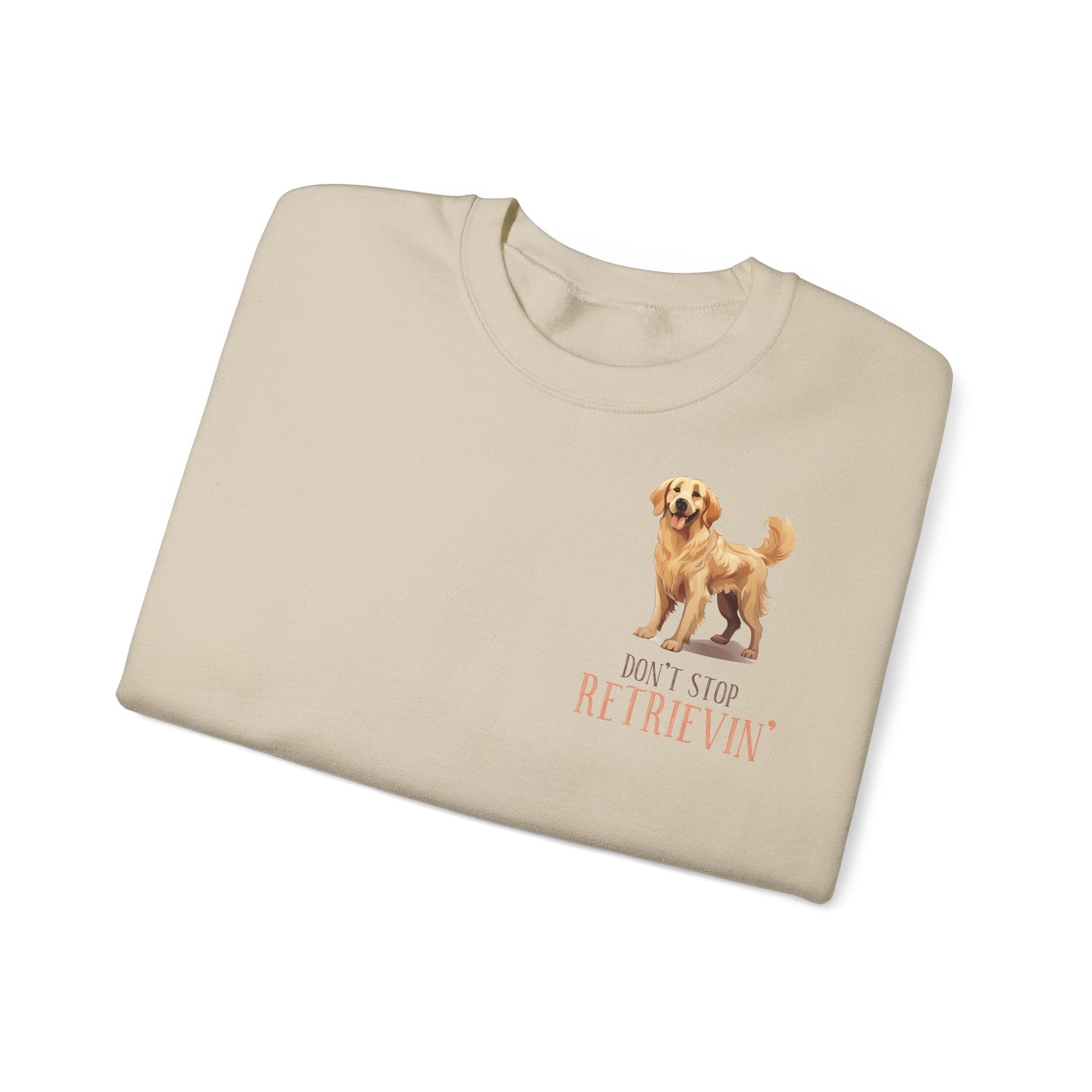 Backprint Heavy Blend™ Crewneck Sweatshirt "Don't Stop Retrievin'" - PAWZLOVE