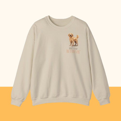 Backprint Heavy Blend™ Crewneck Sweatshirt "Don't Stop Retrievin'" - PAWZLOVE