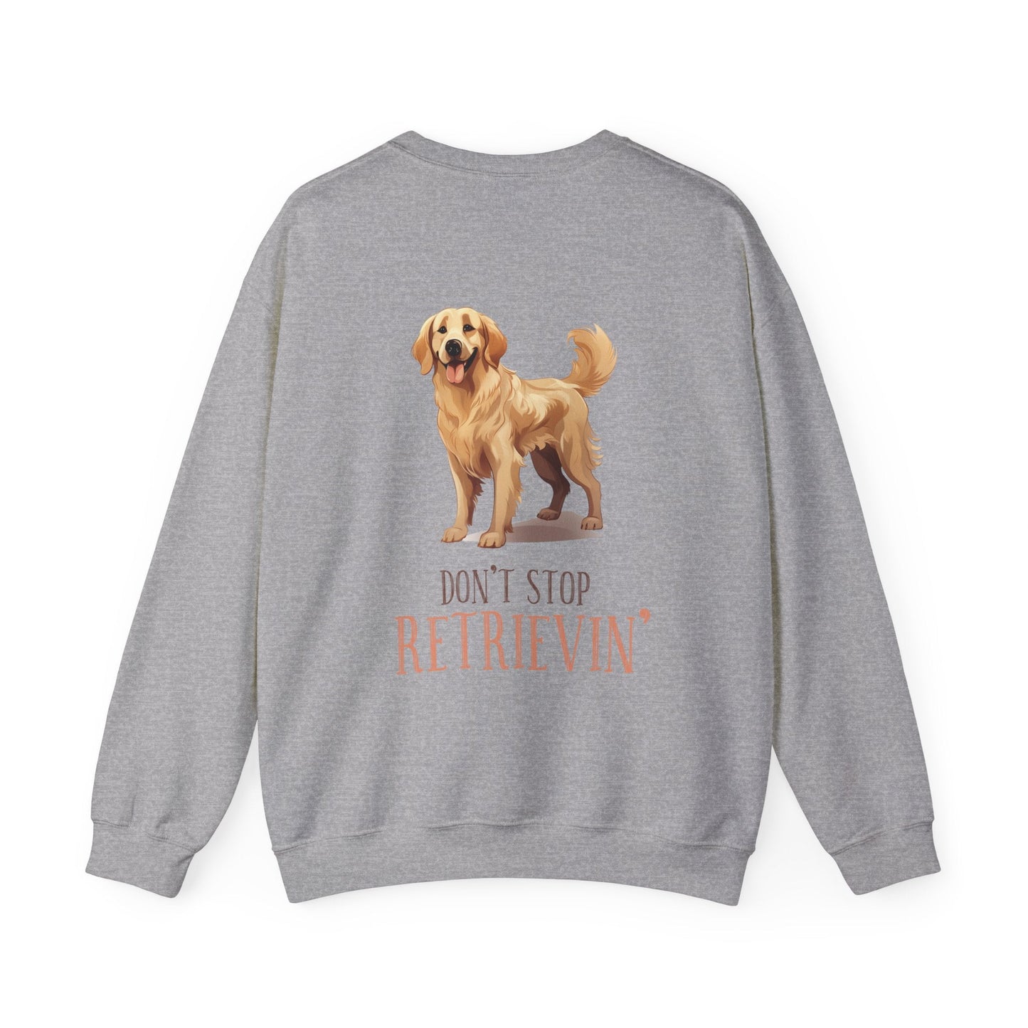 Backprint Heavy Blend™ Crewneck Sweatshirt "Don't Stop Retrievin'" - PAWZLOVE