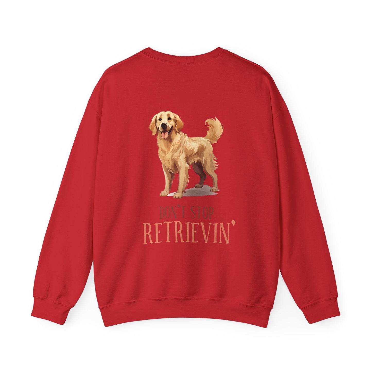 Backprint Heavy Blend™ Crewneck Sweatshirt "Don't Stop Retrievin'" - PAWZLOVE