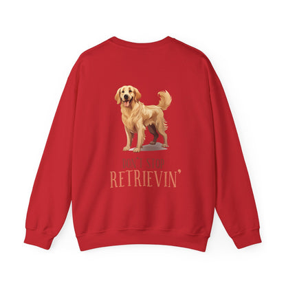 Backprint Heavy Blend™ Crewneck Sweatshirt "Don't Stop Retrievin'" - PAWZLOVE