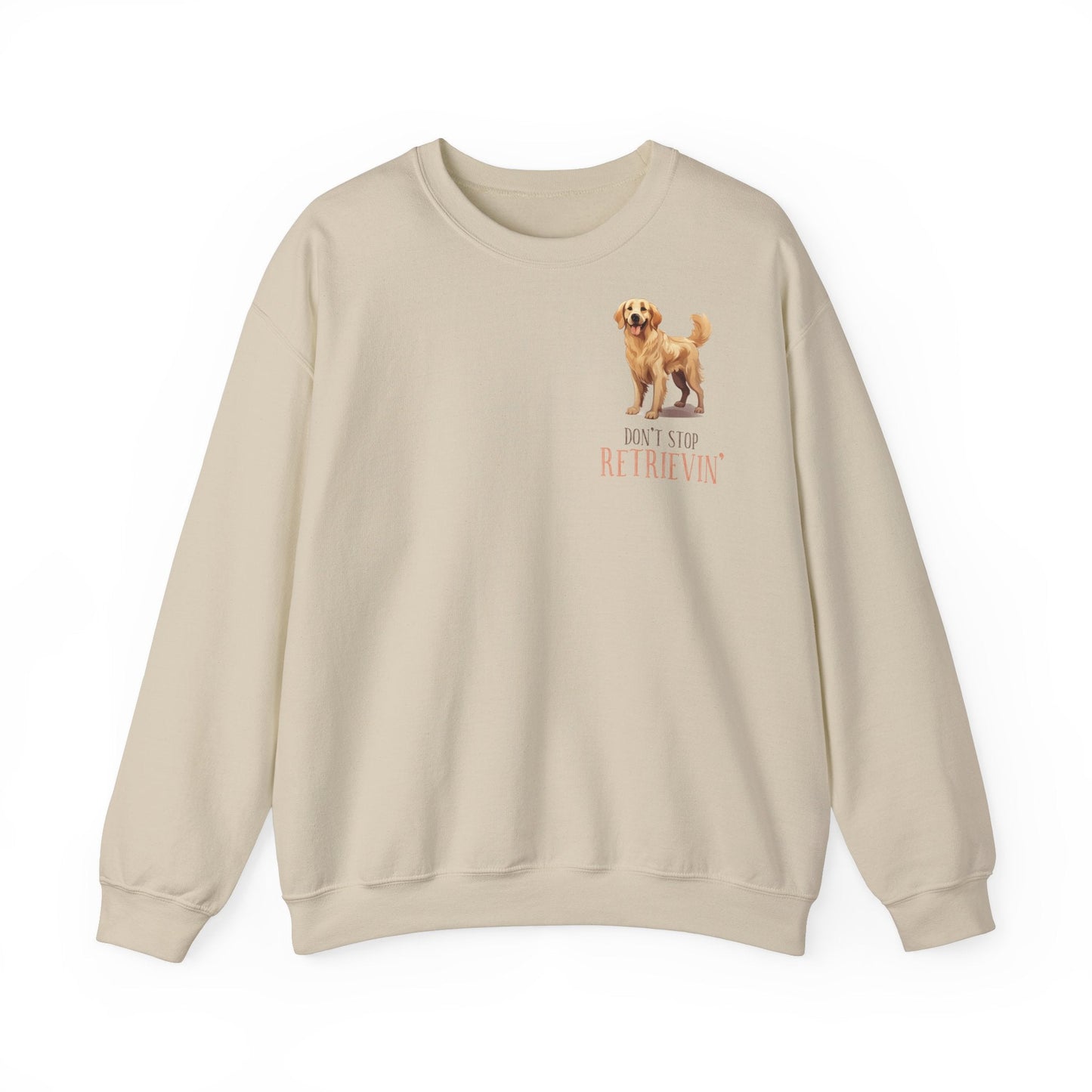 Backprint Heavy Blend™ Crewneck Sweatshirt "Don't Stop Retrievin'" - PAWZLOVE