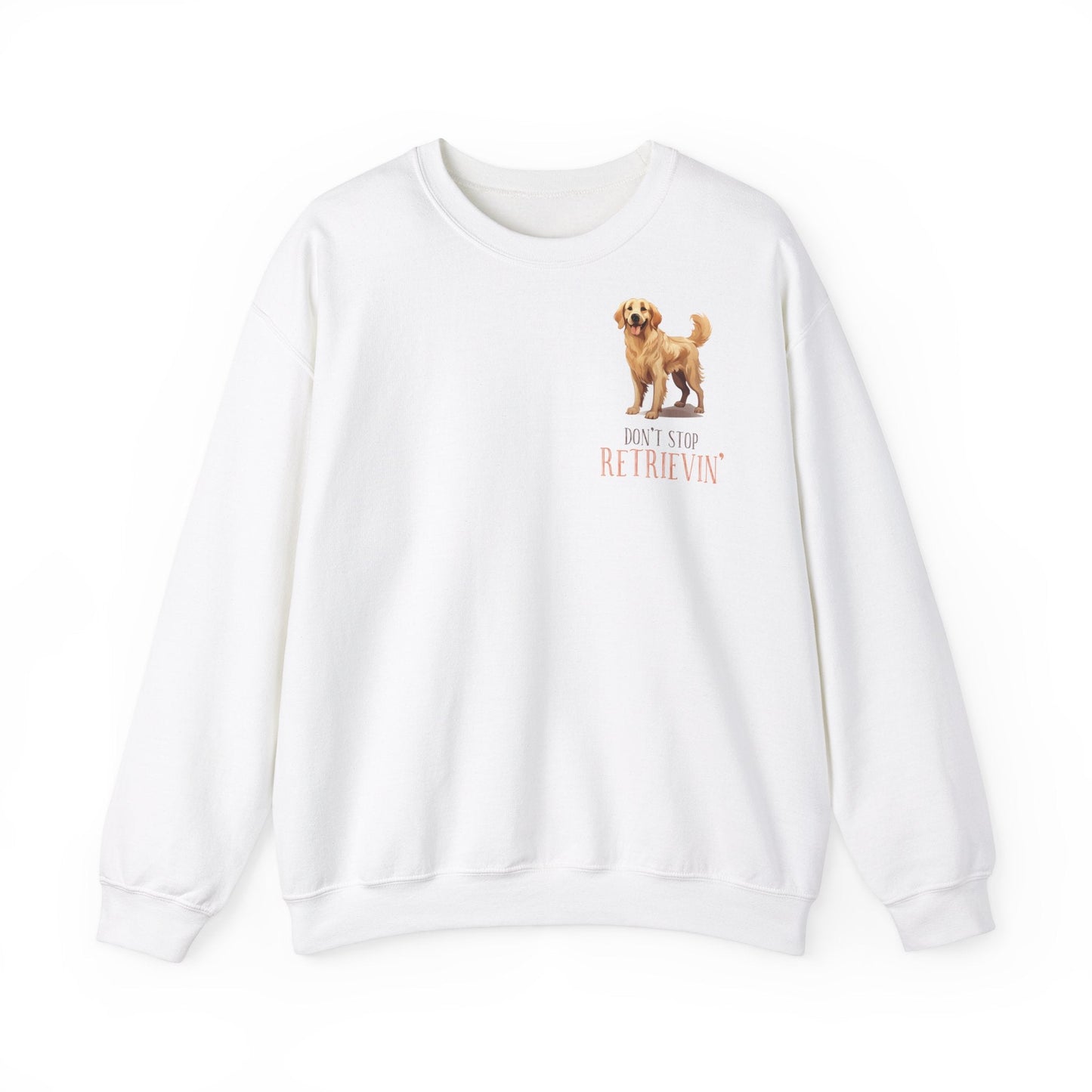 Backprint Heavy Blend™ Crewneck Sweatshirt "Don't Stop Retrievin'" - PAWZLOVE