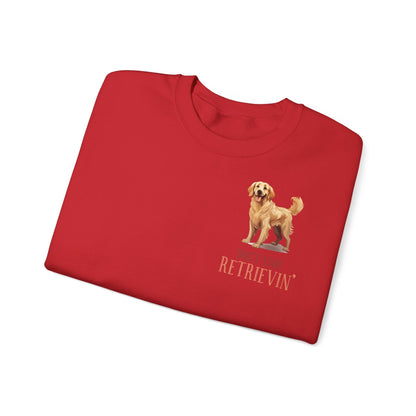 Backprint Heavy Blend™ Crewneck Sweatshirt "Don't Stop Retrievin'" - PAWZLOVE