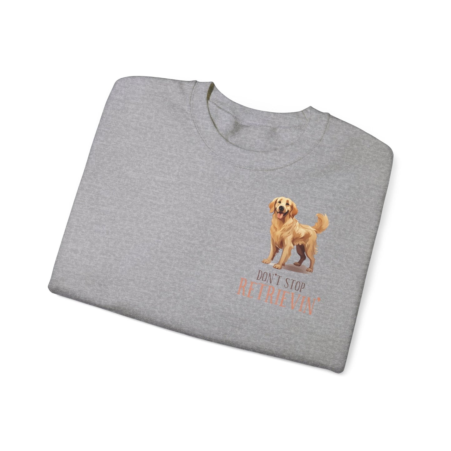 Backprint Heavy Blend™ Crewneck Sweatshirt "Don't Stop Retrievin'" - PAWZLOVE