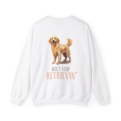 Backprint Heavy Blend™ Crewneck Sweatshirt "Don't Stop Retrievin'" - PAWZLOVE