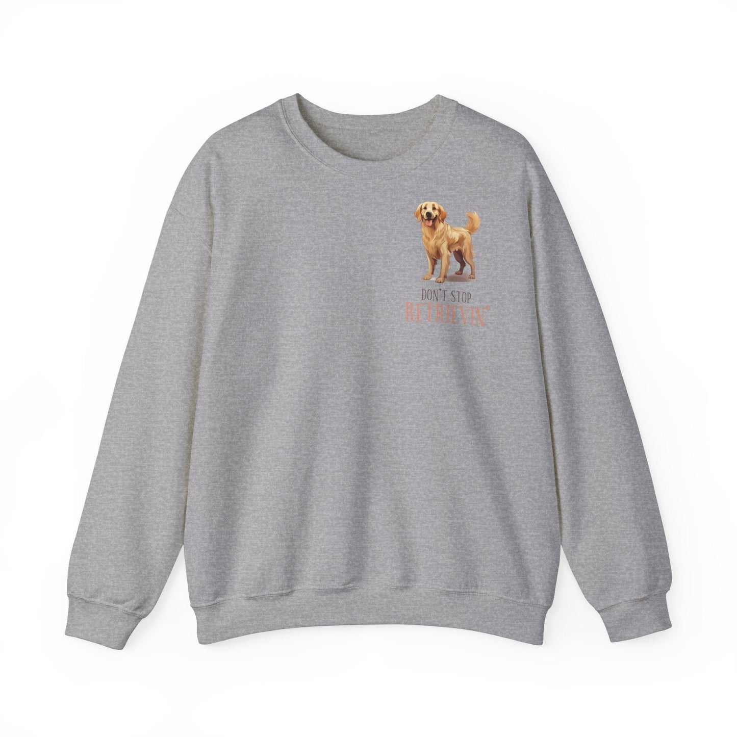 Backprint Heavy Blend™ Crewneck Sweatshirt "Don't Stop Retrievin'" - PAWZLOVE