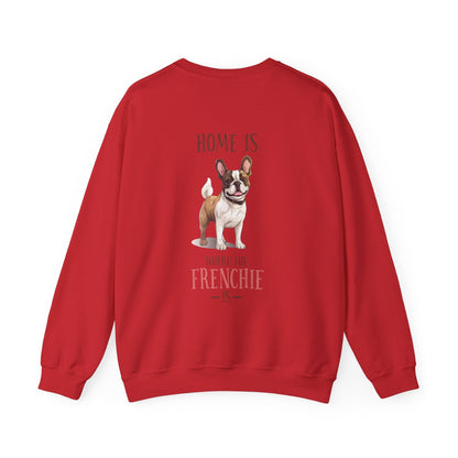 Backprint Heavy Blend™ Crewneck Sweatshirt "Home is where the Frenchie is" - PAWZLOVE