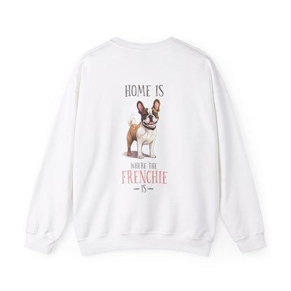 Backprint Heavy Blend™ Crewneck Sweatshirt "Home is where the Frenchie is" - PAWZLOVE