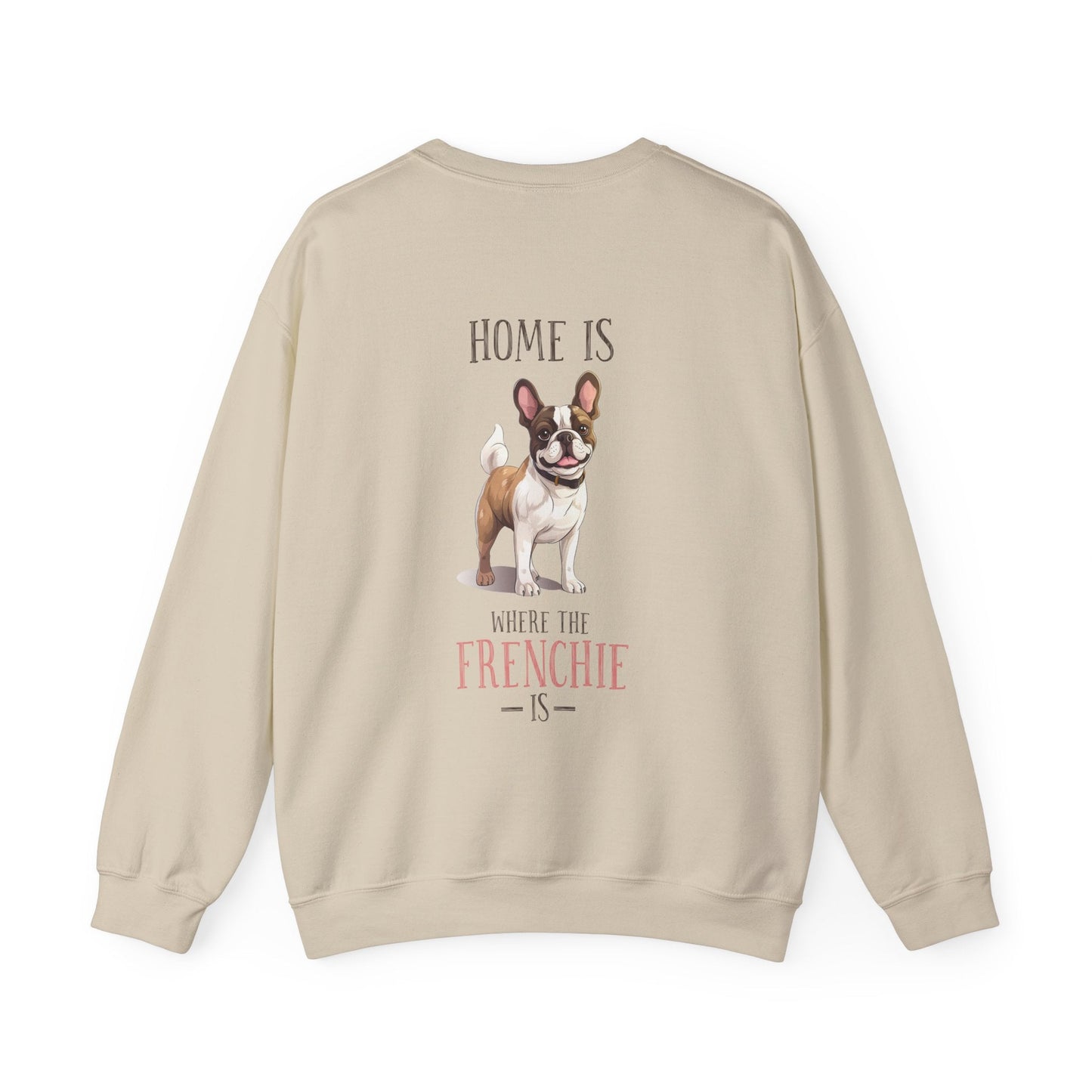 Backprint Heavy Blend™ Crewneck Sweatshirt "Home is where the Frenchie is" - PAWZLOVE