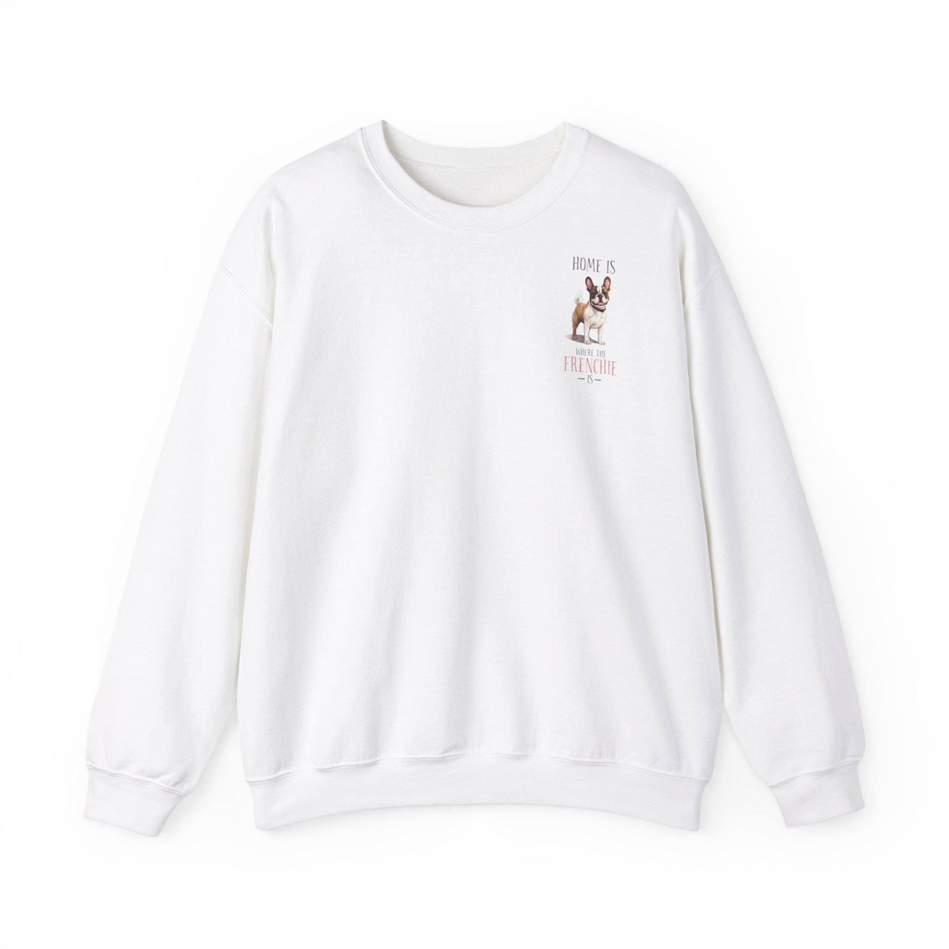 Backprint Heavy Blend™ Crewneck Sweatshirt "Home is where the Frenchie is" - PAWZLOVE