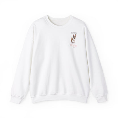 Backprint Heavy Blend™ Crewneck Sweatshirt "Home is where the Frenchie is" - PAWZLOVE