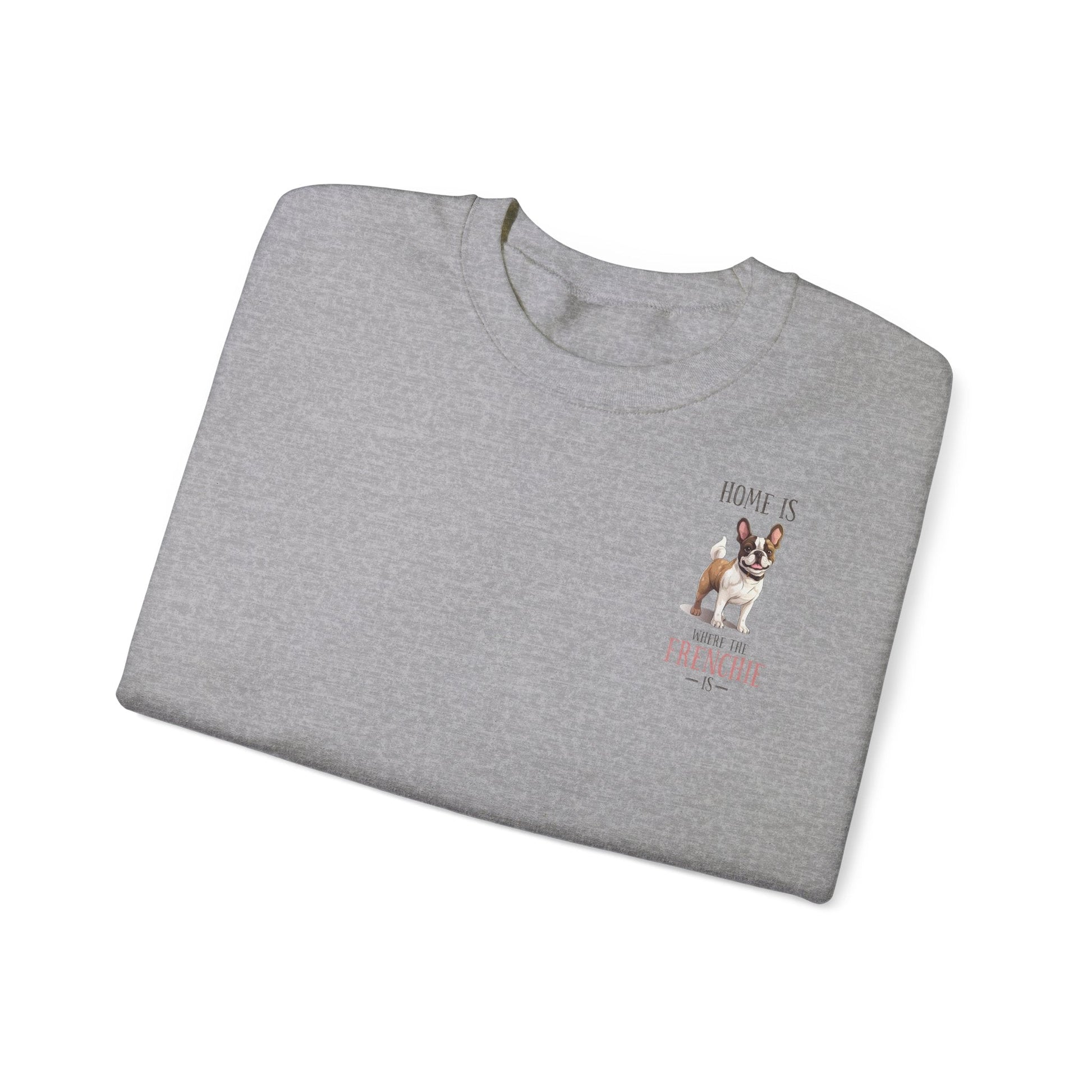 Backprint Heavy Blend™ Crewneck Sweatshirt "Home is where the Frenchie is" - PAWZLOVE