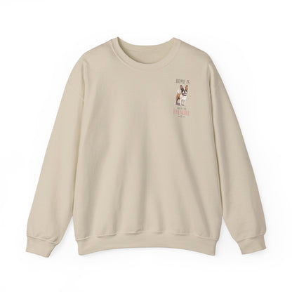 Backprint Heavy Blend™ Crewneck Sweatshirt "Home is where the Frenchie is" - PAWZLOVE