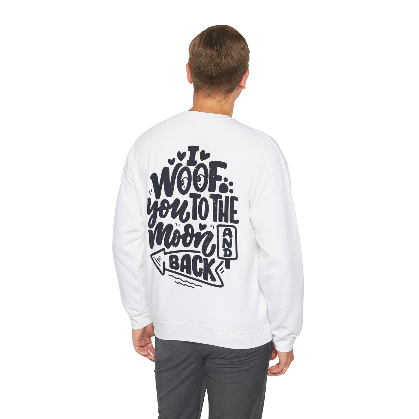 Backprint Heavy Blend™ Crewneck Sweatshirt "I WOOF YOU" - PAWZLOVE