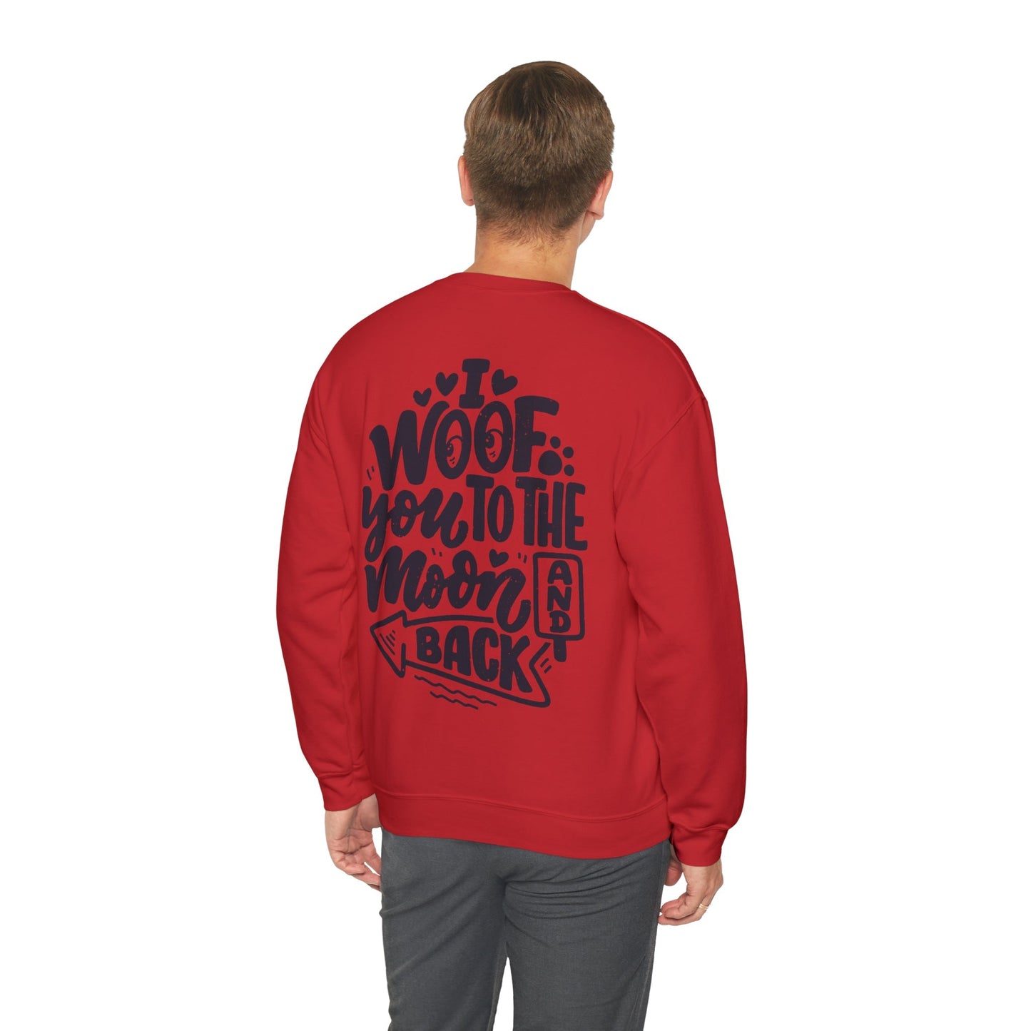 Backprint Heavy Blend™ Crewneck Sweatshirt "I WOOF YOU" - PAWZLOVE