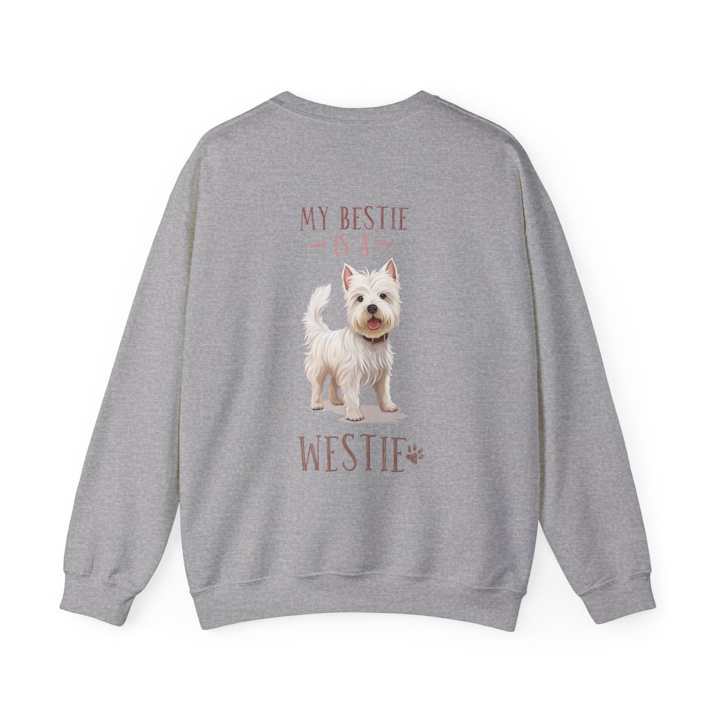 Backprint Heavy Blend™ Crewneck Sweatshirt "My Bestie is a Westie" - PAWZLOVE