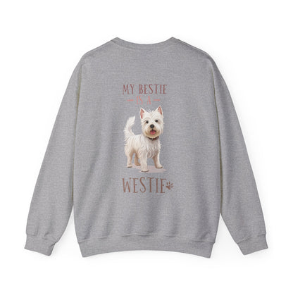 Backprint Heavy Blend™ Crewneck Sweatshirt "My Bestie is a Westie" - PAWZLOVE