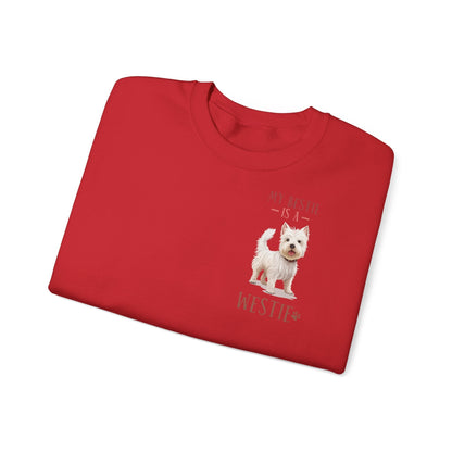 Backprint Heavy Blend™ Crewneck Sweatshirt "My Bestie is a Westie" - PAWZLOVE