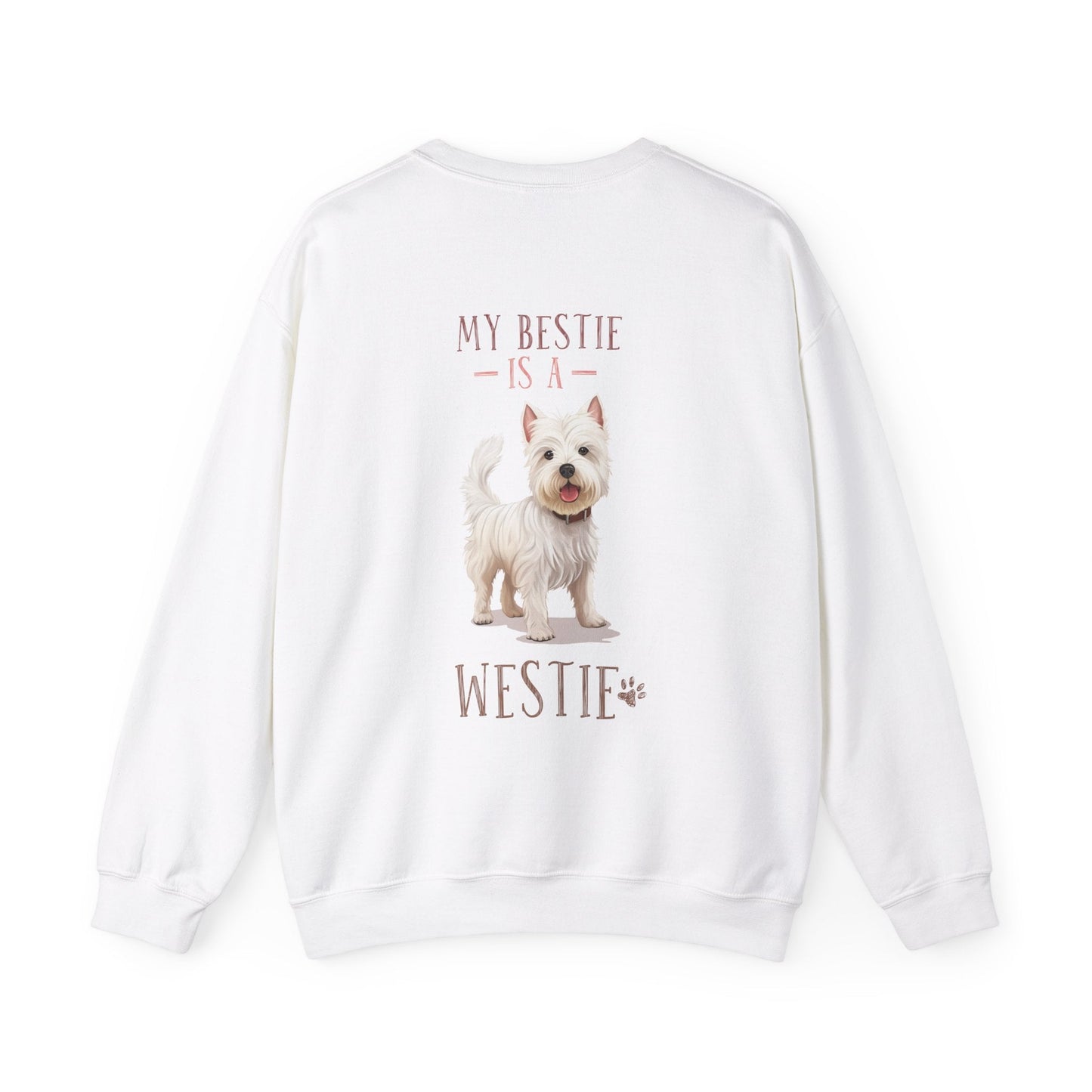 Backprint Heavy Blend™ Crewneck Sweatshirt "My Bestie is a Westie" - PAWZLOVE