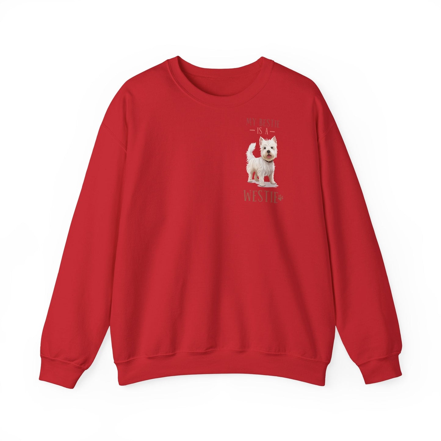 Backprint Heavy Blend™ Crewneck Sweatshirt "My Bestie is a Westie" - PAWZLOVE