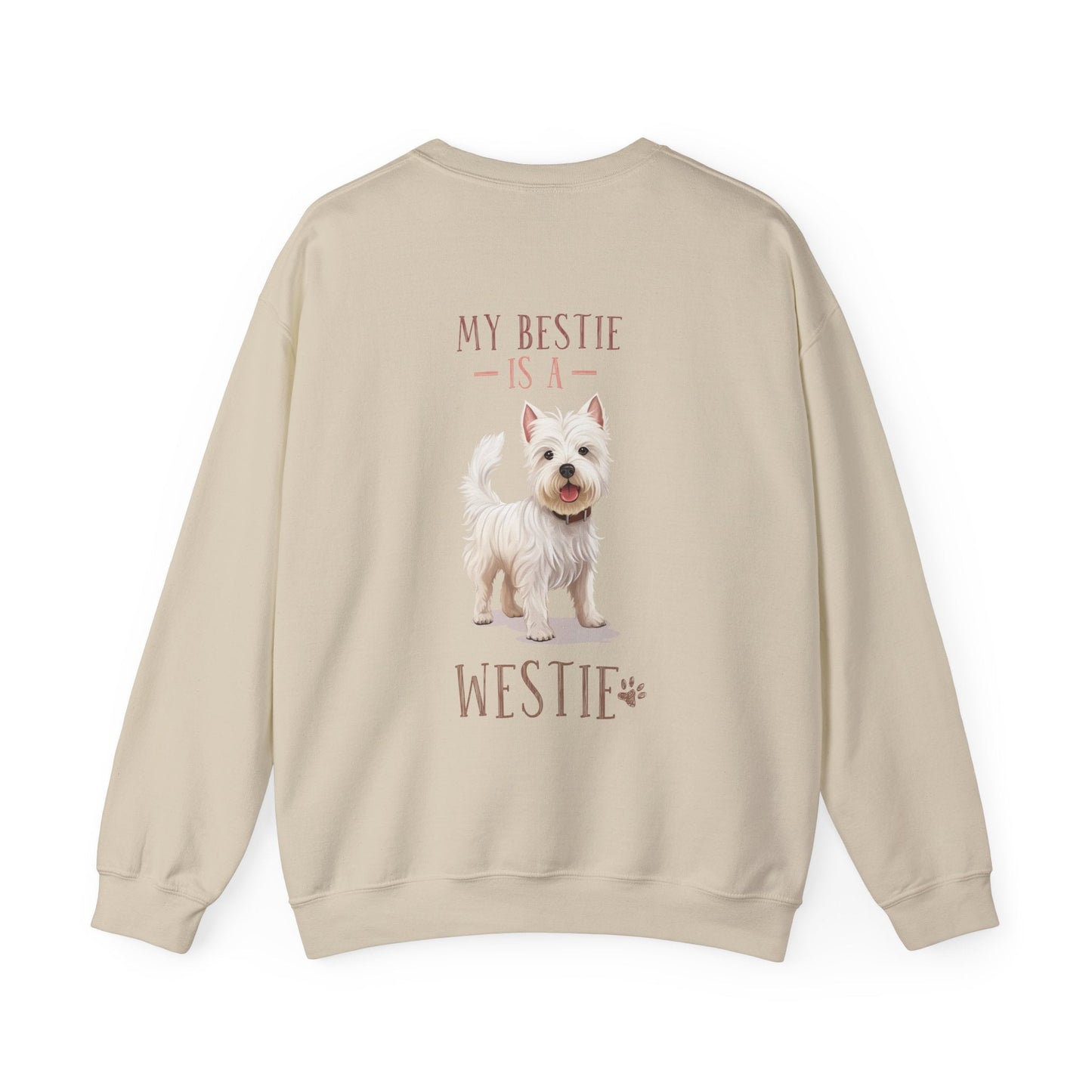 Backprint Heavy Blend™ Crewneck Sweatshirt "My Bestie is a Westie" - PAWZLOVE