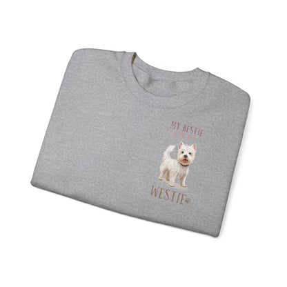 Backprint Heavy Blend™ Crewneck Sweatshirt "My Bestie is a Westie" - PAWZLOVE