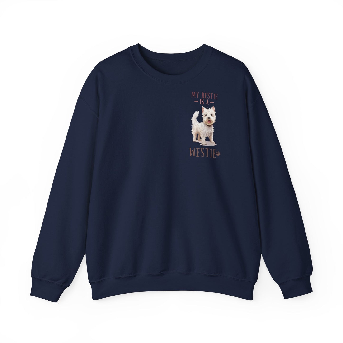 Backprint Heavy Blend™ Crewneck Sweatshirt "My Bestie is a Westie" - PAWZLOVE