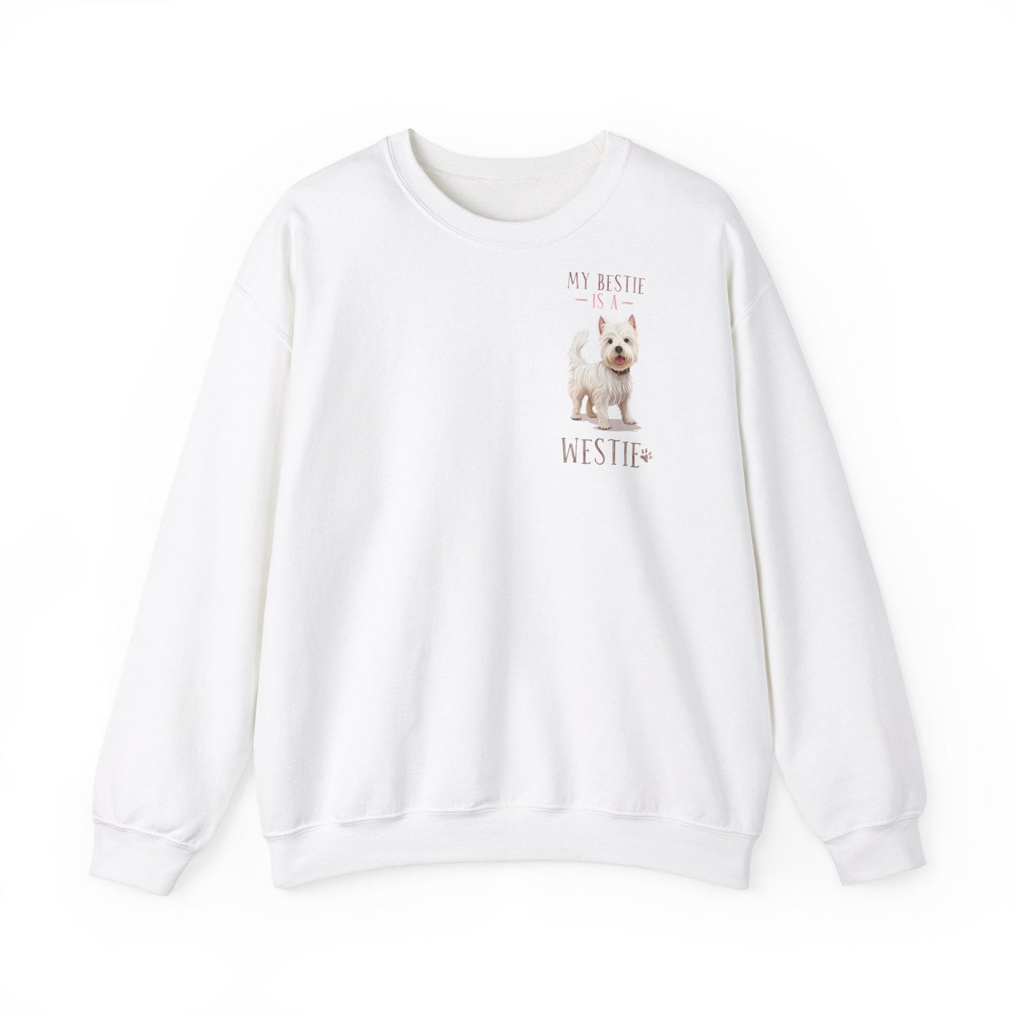 Backprint Heavy Blend™ Crewneck Sweatshirt "My Bestie is a Westie" - PAWZLOVE