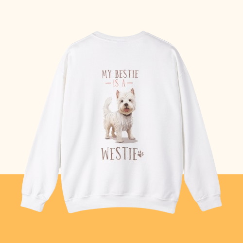 Backprint Heavy Blend™ Crewneck Sweatshirt "My Bestie is a Westie" - PAWZLOVE