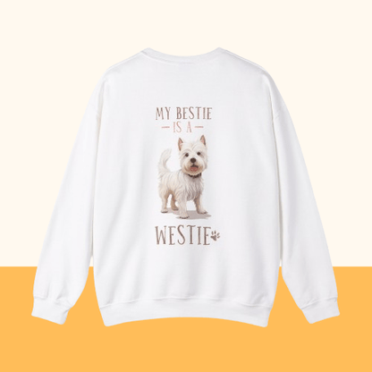 Backprint Heavy Blend™ Crewneck Sweatshirt "My Bestie is a Westie" - PAWZLOVE